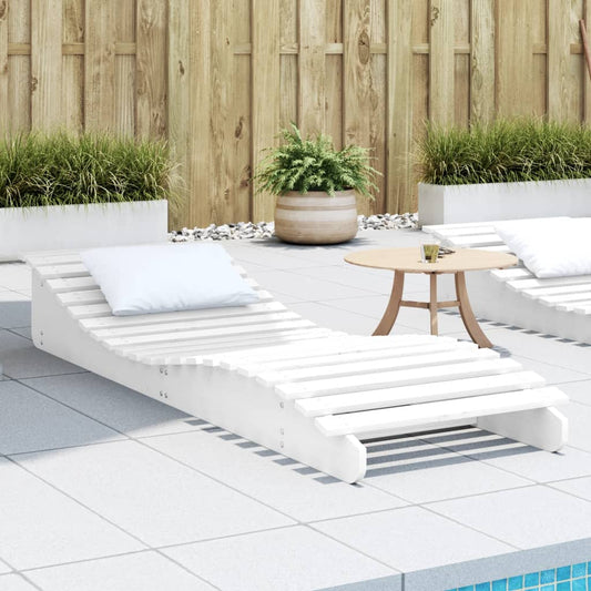Sun Lounger White 205x60x31.5 cm Solid Wood Pine