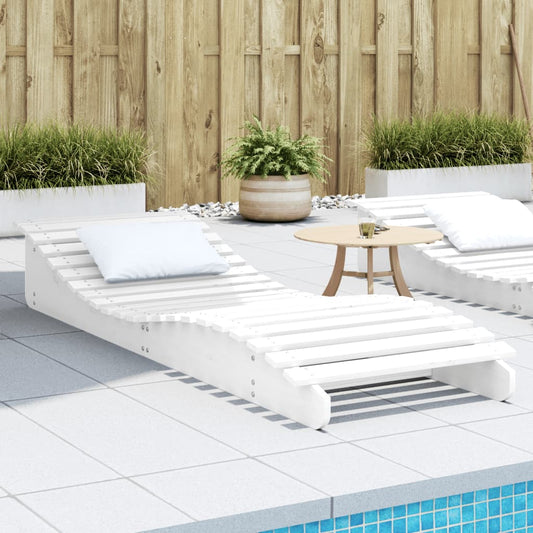 Sun Lounger White 205x70x31.5 cm Solid Wood Pine