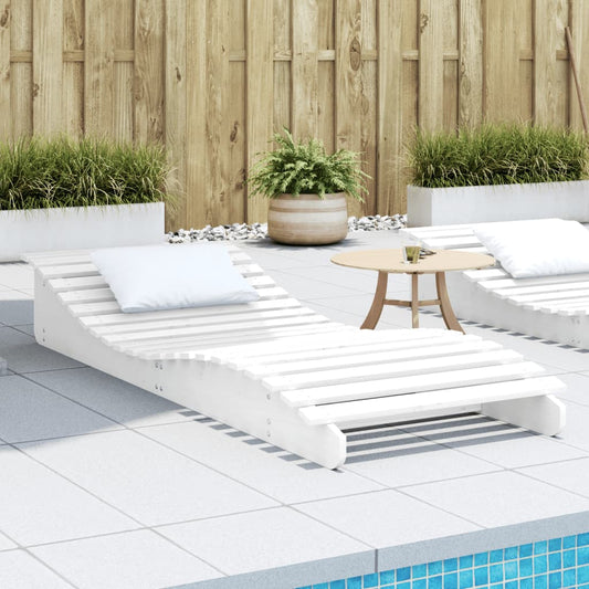 Sun Lounger White 205x80x31.5 cm Solid Wood Pine