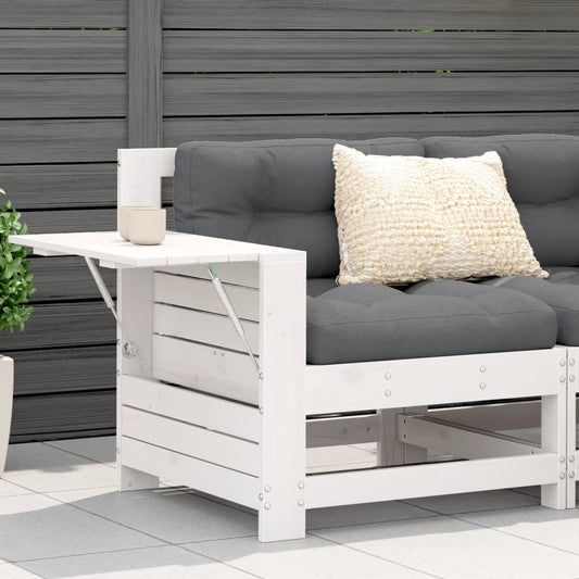 Garden Armrest Sofa with Cushion White Solid Wood Pine