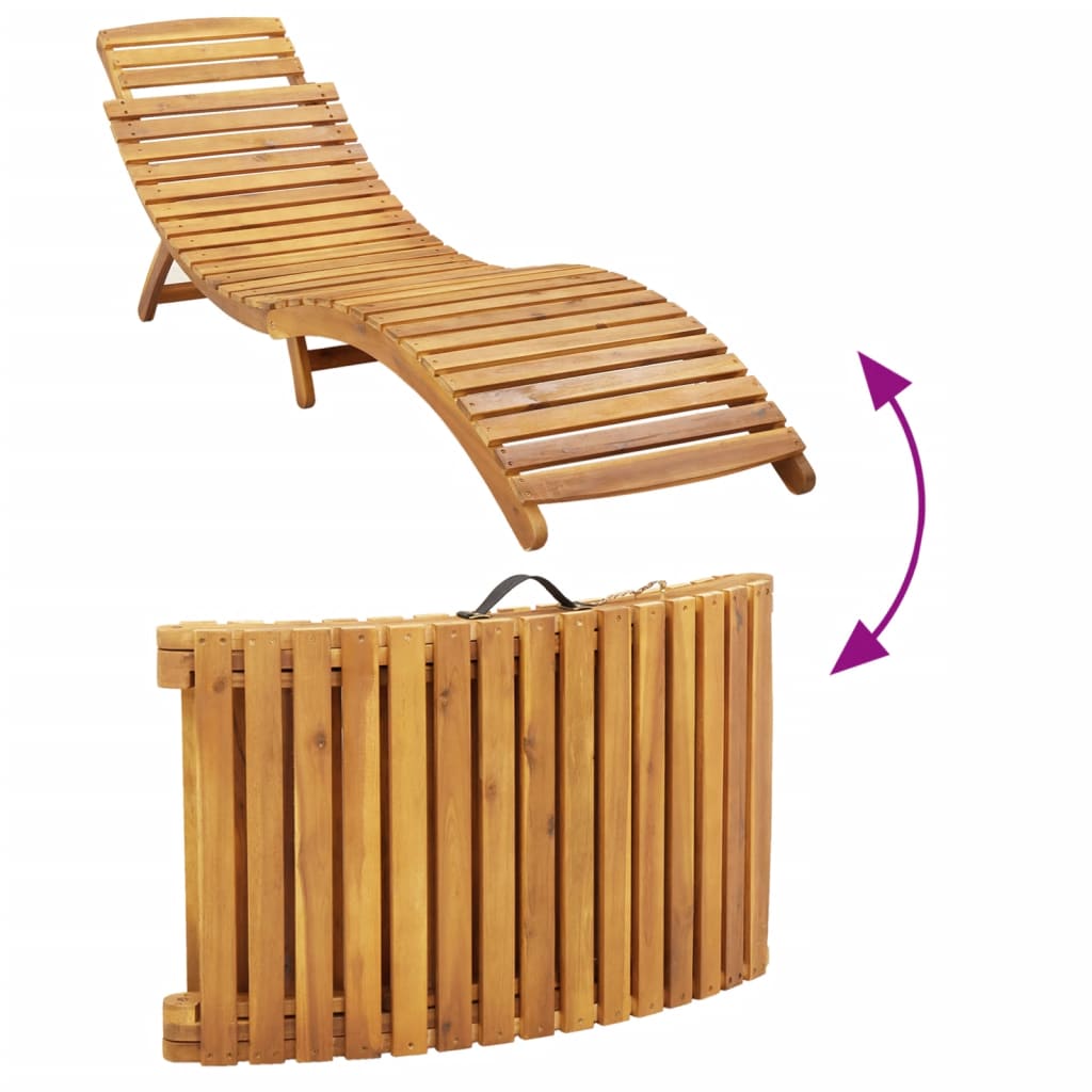 Sun Lounger with Cushion Red Solid Wood Acacia
