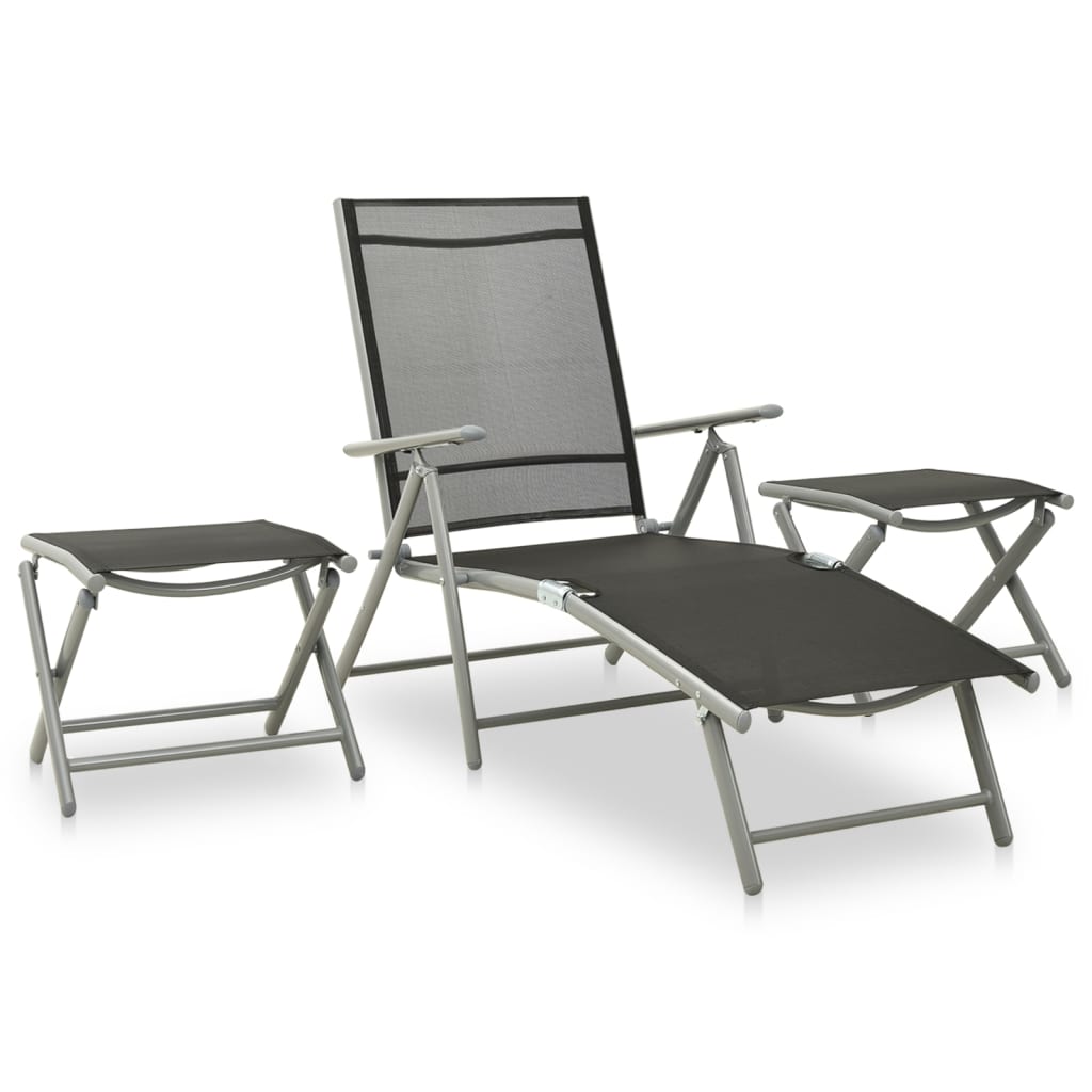 10 Piece Garden Dining Set Black and Silver