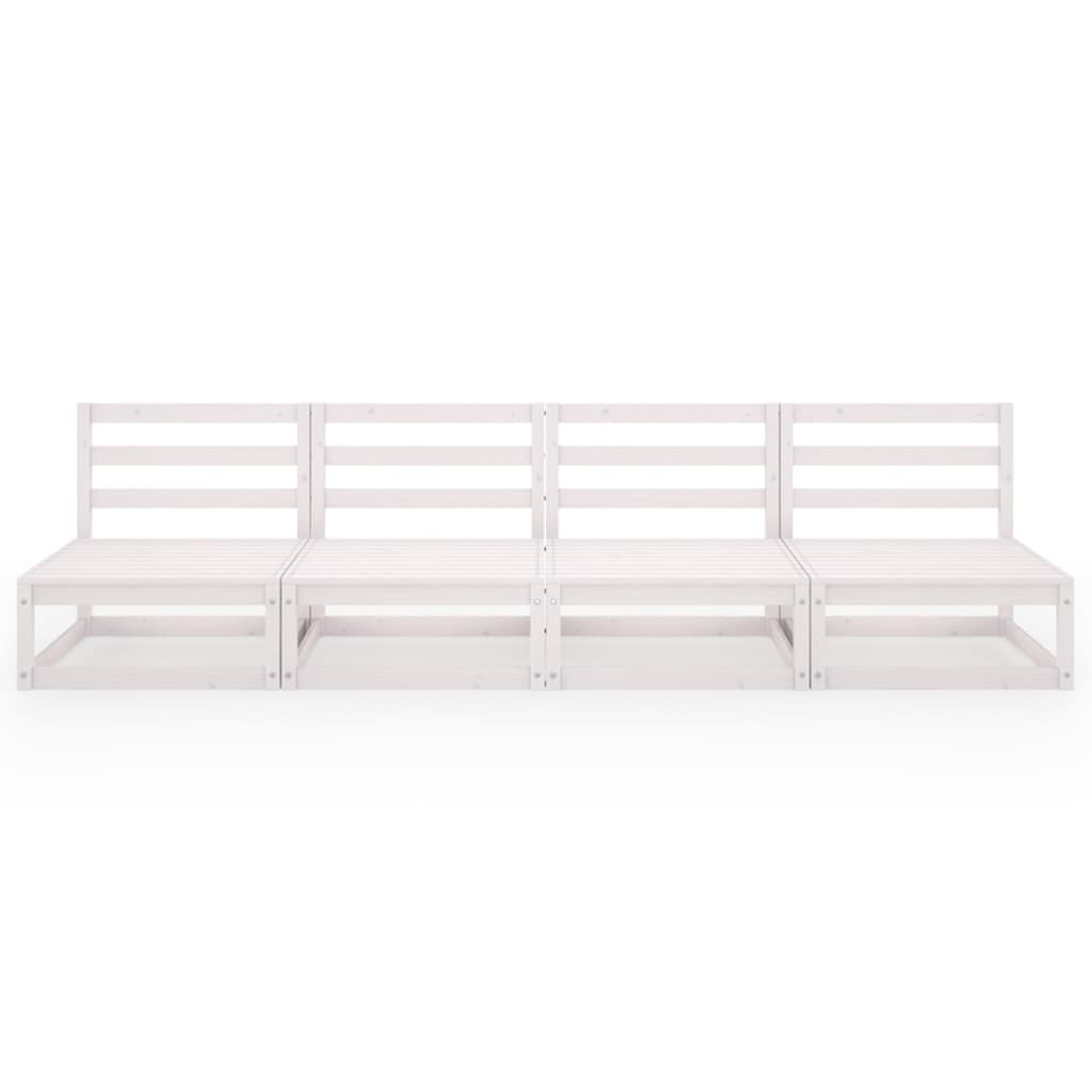 Garden 4-Seater Sofa White Solid Pinewood