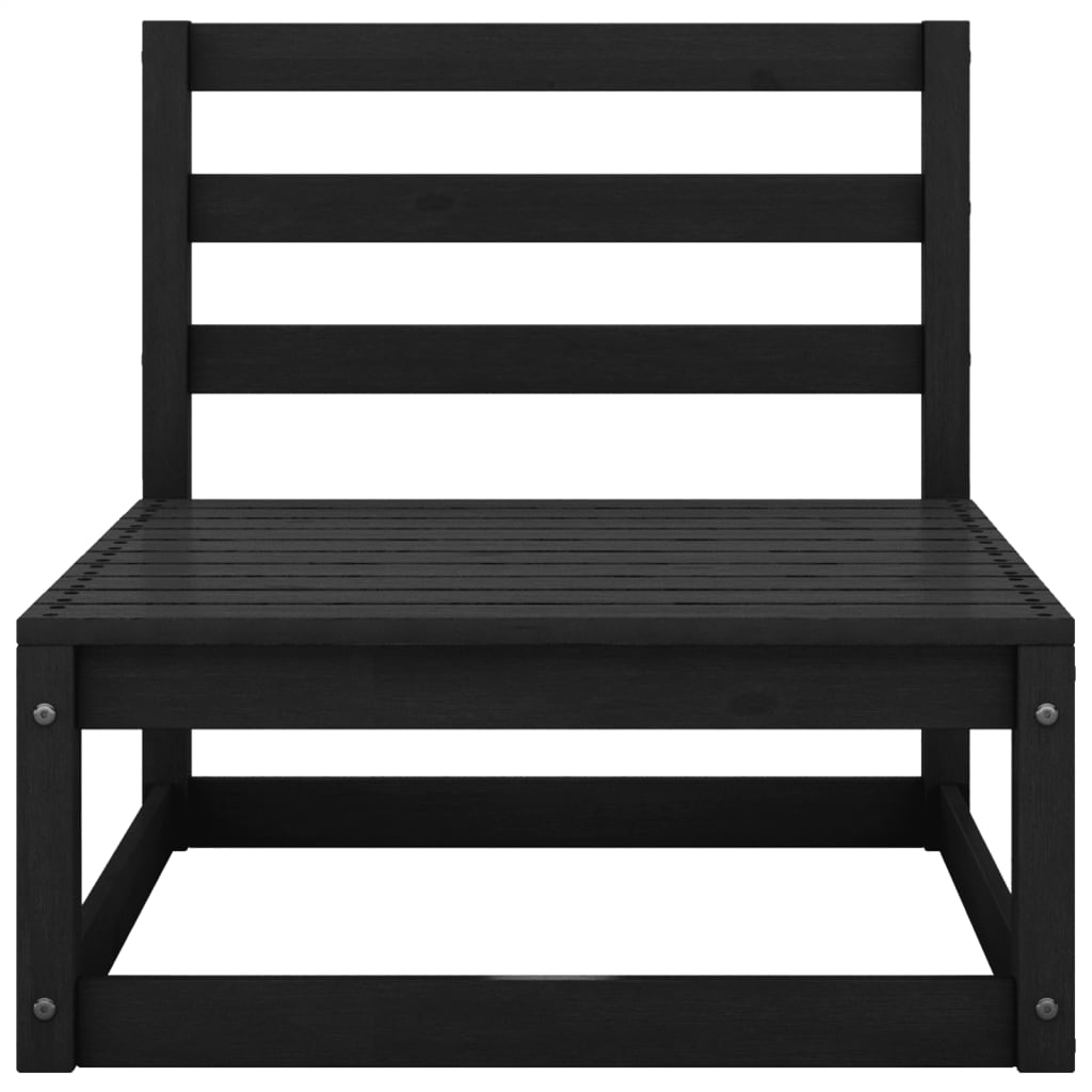 Garden 4-Seater Sofa Black Solid Pinewood
