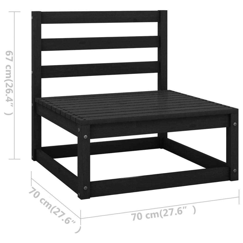 Garden 4-Seater Sofa Black Solid Pinewood