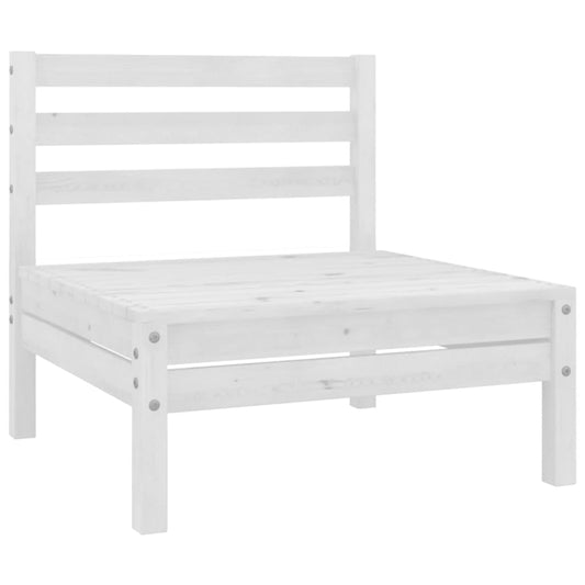 Garden Middle Sofa White Solid Wood Pine