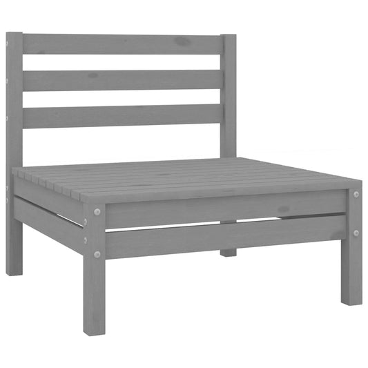 Garden Middle Sofa Grey Solid Wood Pine