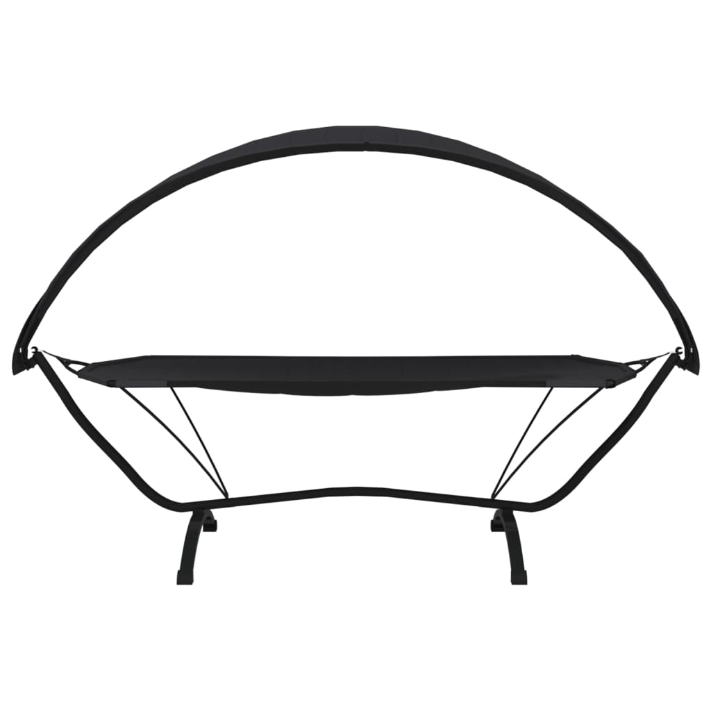 Outdoor Lounge Bed with Canopy Black Steel and Oxford Fabric