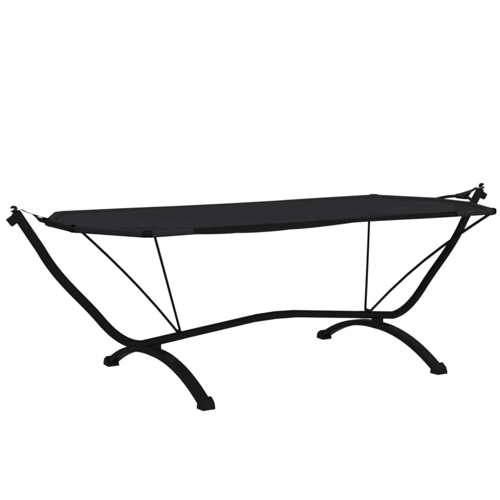 Outdoor Lounge Bed with Canopy Black Steel and Oxford Fabric