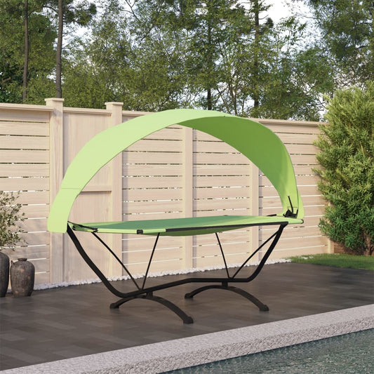 Outdoor Lounge Bed with Canopy Green Steel and Oxford Fabric