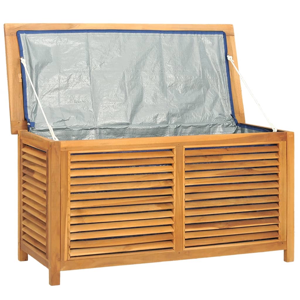 Garden Storage Box with Bag 114x50x58 cm Solid Wood Teak