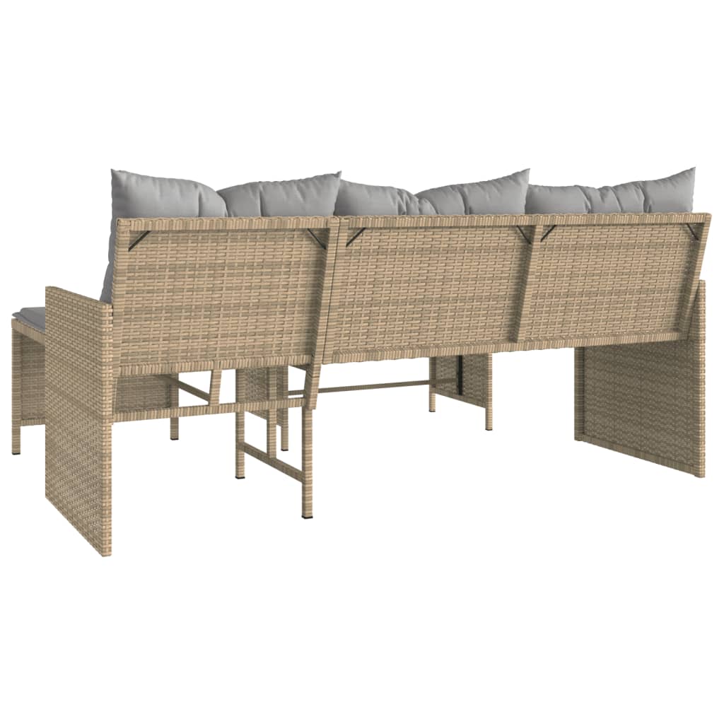 Garden Sofa with Table and Cushions L-Shaped Mix Beige Poly Rattan