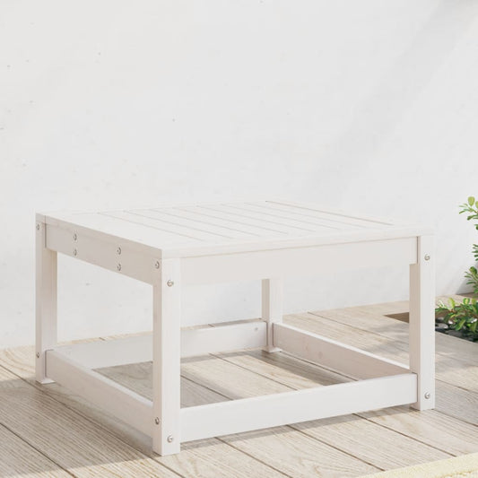 Garden Footstool White Solid Wood Pine