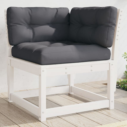 Garden Sofa Corner with Cushions White 73x73x78 cm Solid Wood Pine