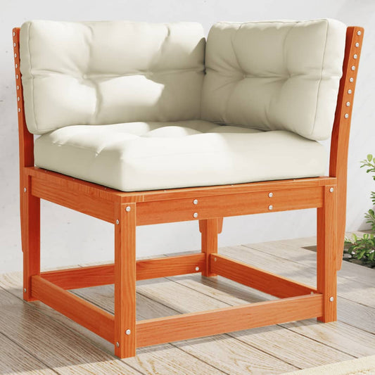 Garden Sofa Corner with Cushions Wax Brown 73x73x78 cm Solid Wood Pine
