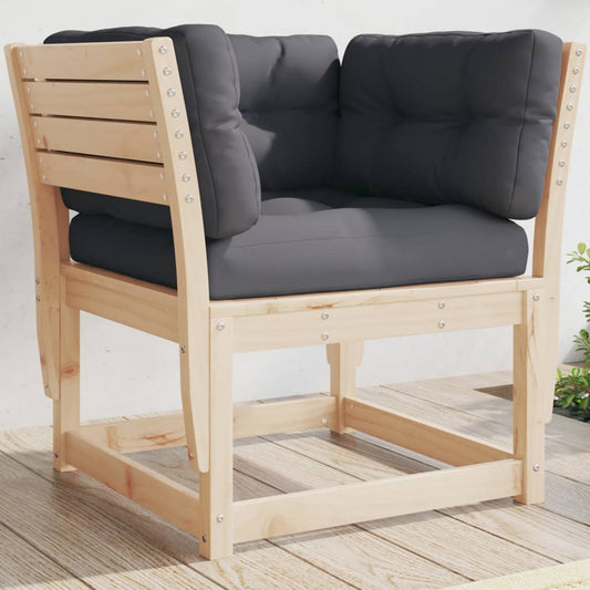 Garden Sofa Armrest with Cushions Solid Wood Pine