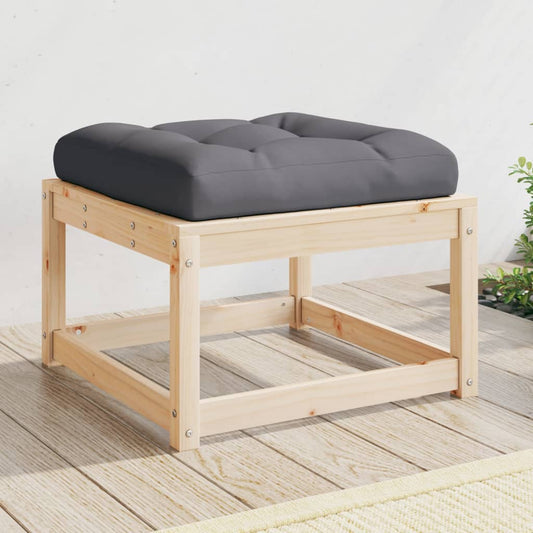 Garden Footstool with Cushions Solid Wood Pine