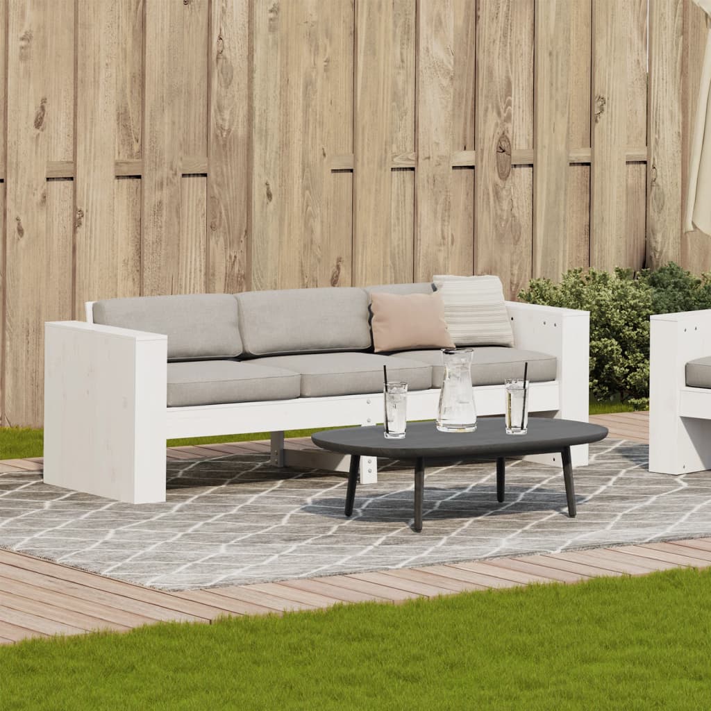 Garden Sofa 3-Seater White 189x60x62 cm Solid Wood Pine