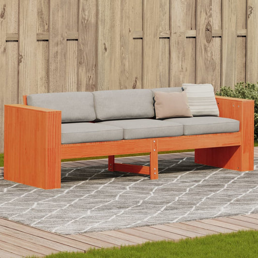 Garden Sofa 3-Seater Wax Brown 189x60x62 cm Solid Wood Pine