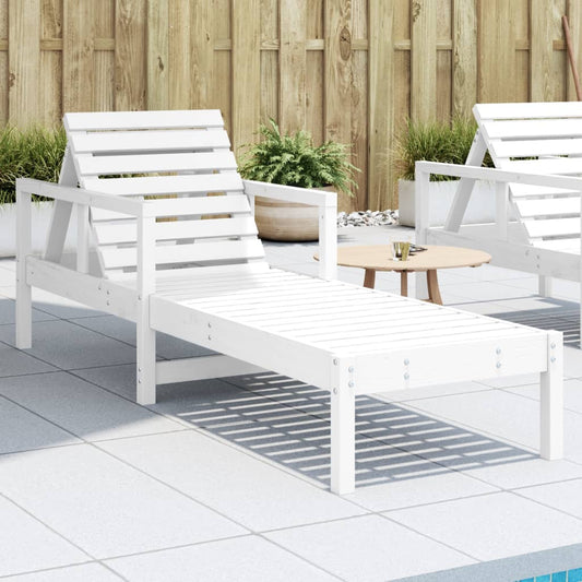 Sun Lounger White 199.5x62x55 cm Solid Wood Pine